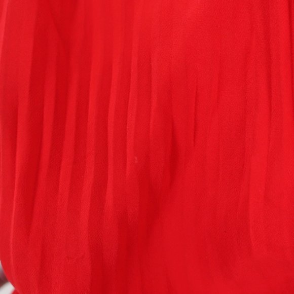 FENDI DRESS RED ACCORDION PLEATED SILK SIZE 40 SLEEVELESS BELTED - Picture 2 of 12